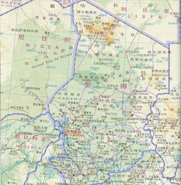 乍得共合國地圖